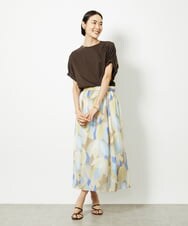 FMHGV36330 MICHEL KLEIN(ミッシェルクラン) モザイクプリントフレアスカート イエロー(25)