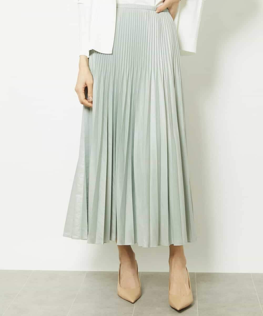 FMHGV38230 MICHEL KLEIN(ミッシェルクラン) グロッシープリーツスカート グリーン(30)