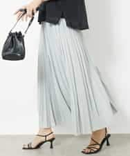 FMHGV38230 MICHEL KLEIN(ミッシェルクラン) グロッシープリーツスカート グリーン(30)