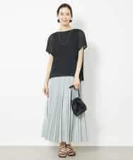 FMHGV38230 MICHEL KLEIN(ミッシェルクラン) グロッシープリーツスカート グリーン(30)