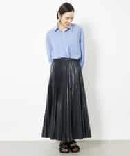 FMHGV38230 MICHEL KLEIN(ミッシェルクラン) グロッシープリーツスカート グリーン(30)
