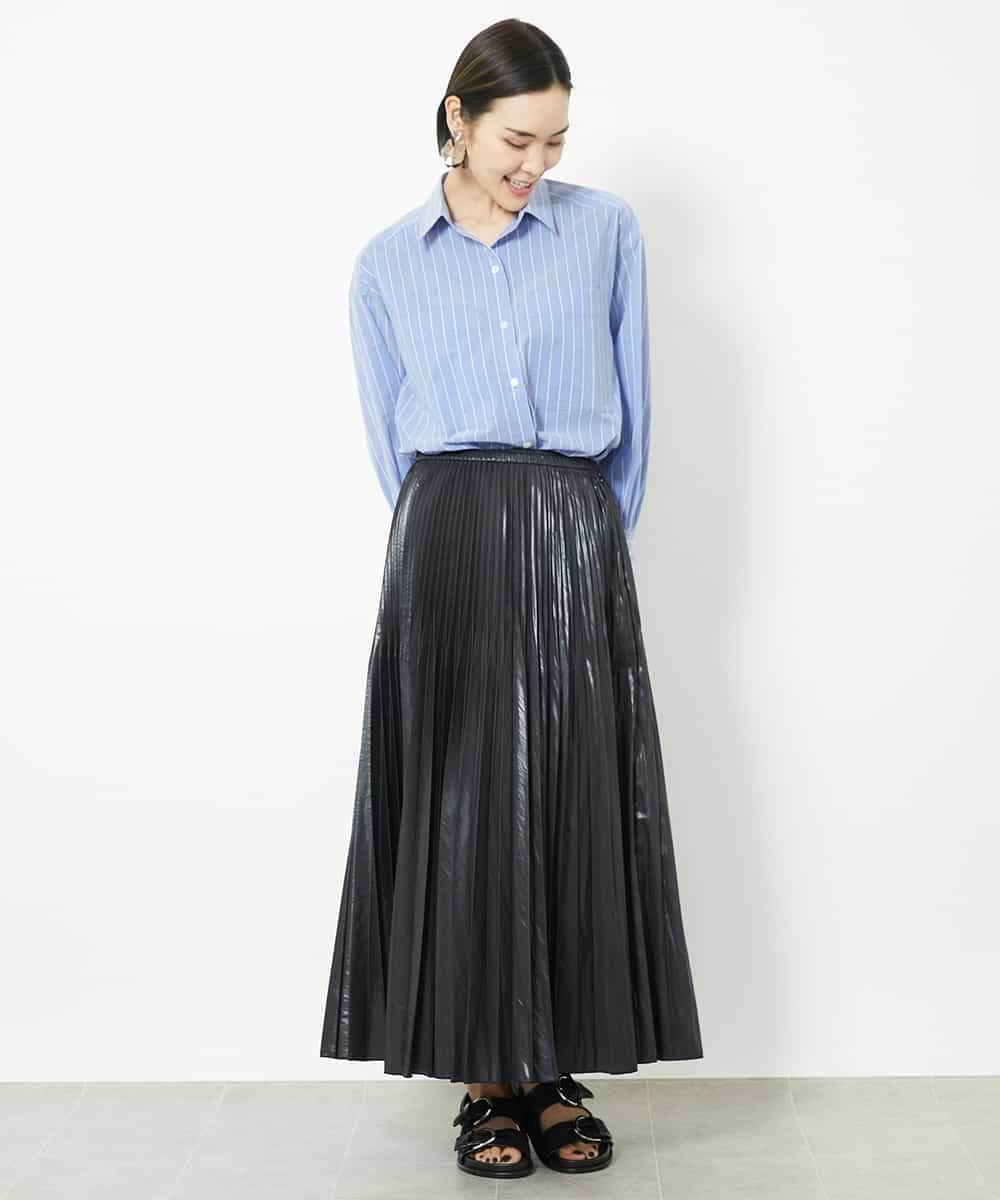 FMHGV38230 MICHEL KLEIN(ミッシェルクラン) グロッシープリーツスカート グリーン(30)