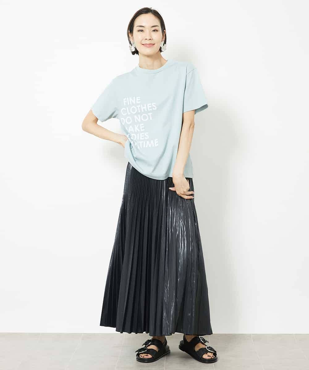 FMHGV38230 MICHEL KLEIN(ミッシェルクラン) グロッシープリーツスカート グリーン(30)