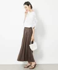 FMHGV38230 MICHEL KLEIN(ミッシェルクラン) グロッシープリーツスカート グリーン(30)