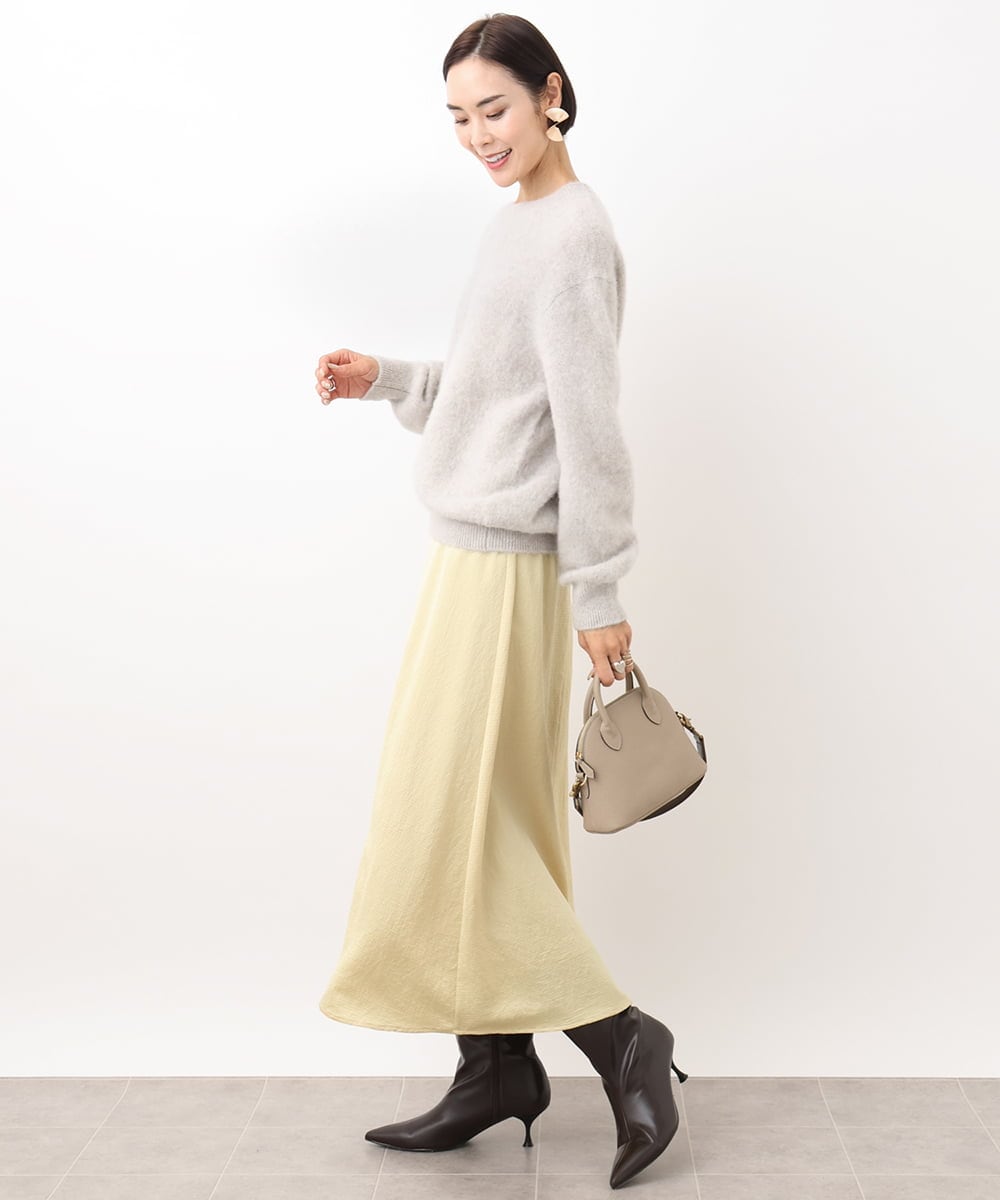 FMHGV39190 MICHEL KLEIN(ミッシェルクラン) ［セットアップ対応］アンティークサテンスカート イエロー(25)