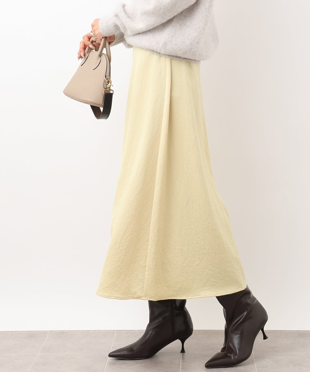 FMHGV39190 MICHEL KLEIN(ミッシェルクラン) ［セットアップ対応］アンティークサテンスカート イエロー(25)