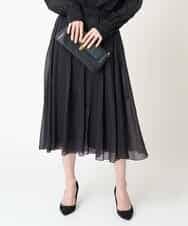 FMHGV47230 MICHEL KLEIN(ミッシェルクラン) [セットアップ対応］ナイロンシアーフレアスカート ブラック(94)