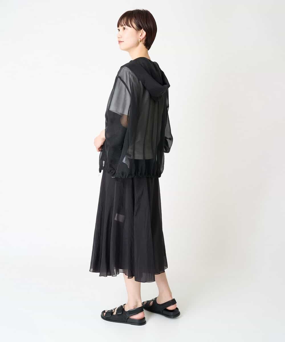 FMHGV47230 MICHEL KLEIN(ミッシェルクラン) [セットアップ対応］ナイロンシアーフレアスカート ブラック(94)