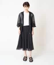 FMHGV47230 MICHEL KLEIN(ミッシェルクラン) [セットアップ対応］ナイロンシアーフレアスカート ブラック(94)