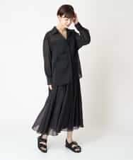 FMHGV47230 MICHEL KLEIN(ミッシェルクラン) [セットアップ対応］ナイロンシアーフレアスカート ブラック(94)