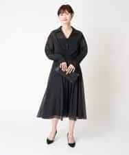 FMHGV47230 MICHEL KLEIN(ミッシェルクラン) [セットアップ対応］ナイロンシアーフレアスカート ブラック(94)