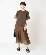 FMHGV47230 MICHEL KLEIN(ミッシェルクラン) [セットアップ対応］ナイロンシアーフレアスカート ブラック(94)