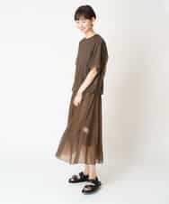 FMHGV47230 MICHEL KLEIN(ミッシェルクラン) [セットアップ対応］ナイロンシアーフレアスカート ブラック(94)