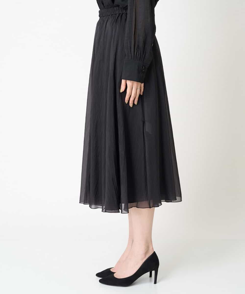 FMHGV47230 MICHEL KLEIN(ミッシェルクラン) [セットアップ対応］ナイロンシアーフレアスカート ブラック(94)