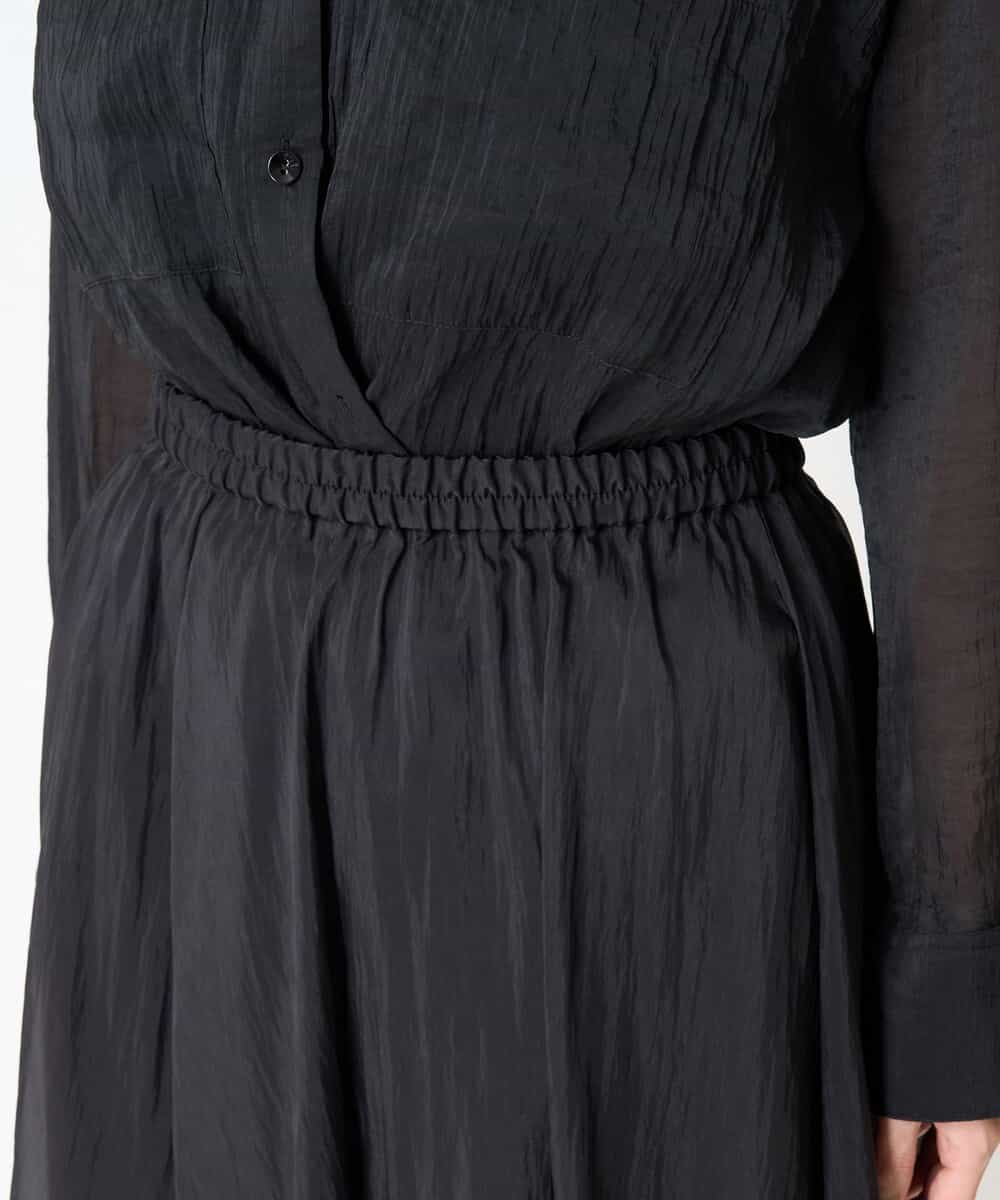 FMHGV47230 MICHEL KLEIN(ミッシェルクラン) [セットアップ対応］ナイロンシアーフレアスカート ブラック(94)