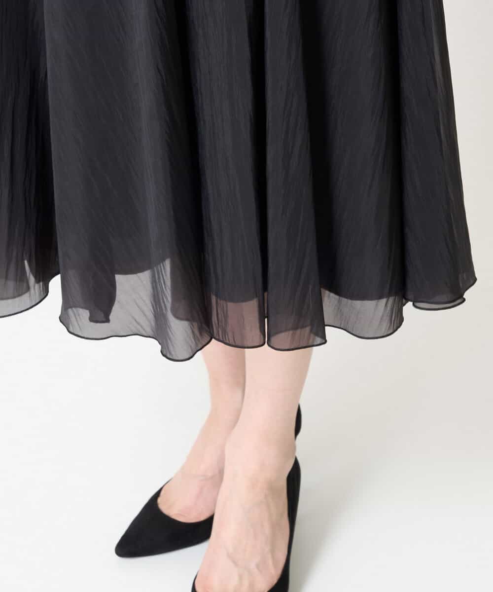 FMHGV47230 MICHEL KLEIN(ミッシェルクラン) [セットアップ対応］ナイロンシアーフレアスカート ブラック(94)