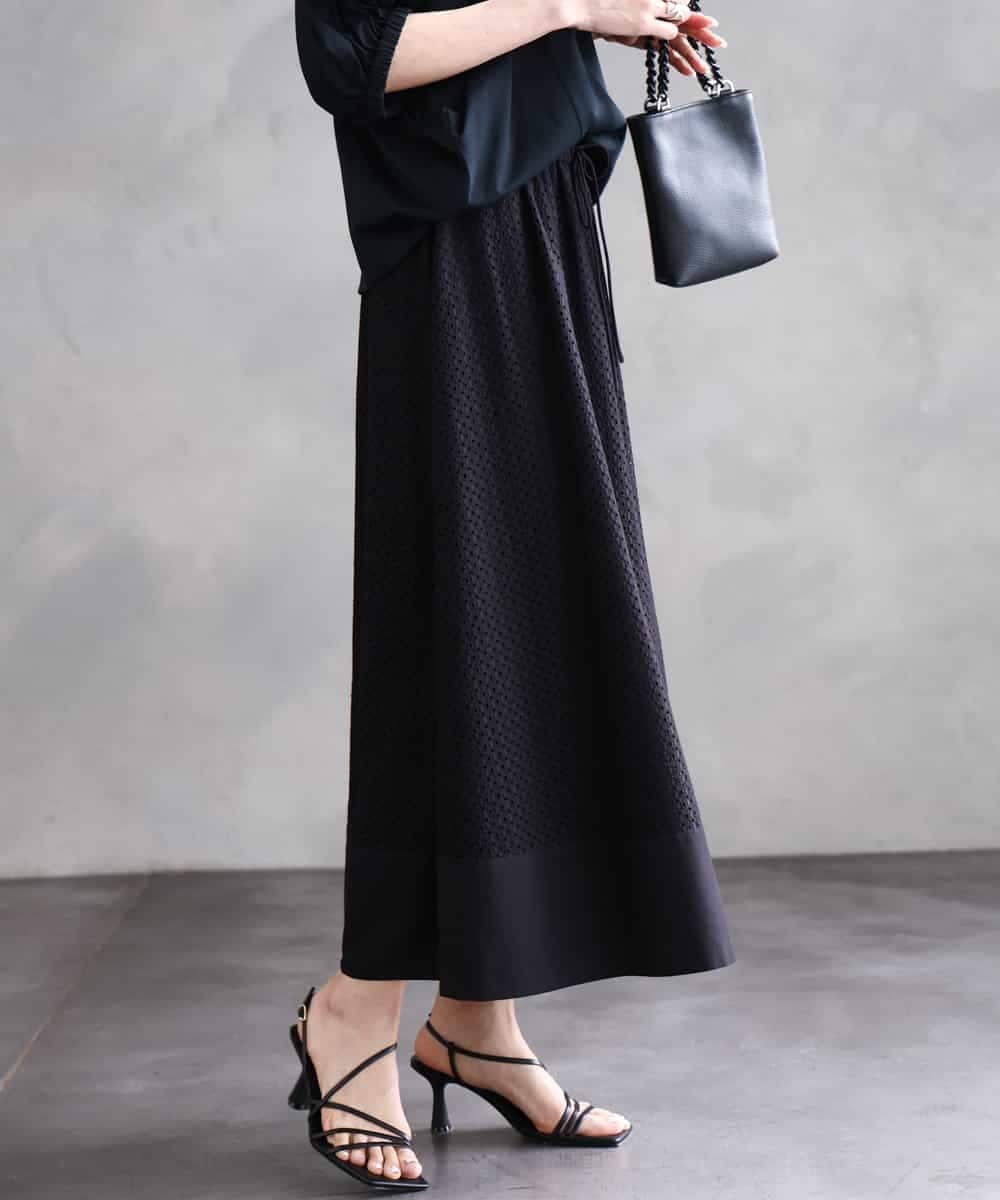 FMHHA18270 MICHEL KLEIN(ミッシェルクラン) [セットアップ対応]エンブロイダリーレーススカート ライトブルー