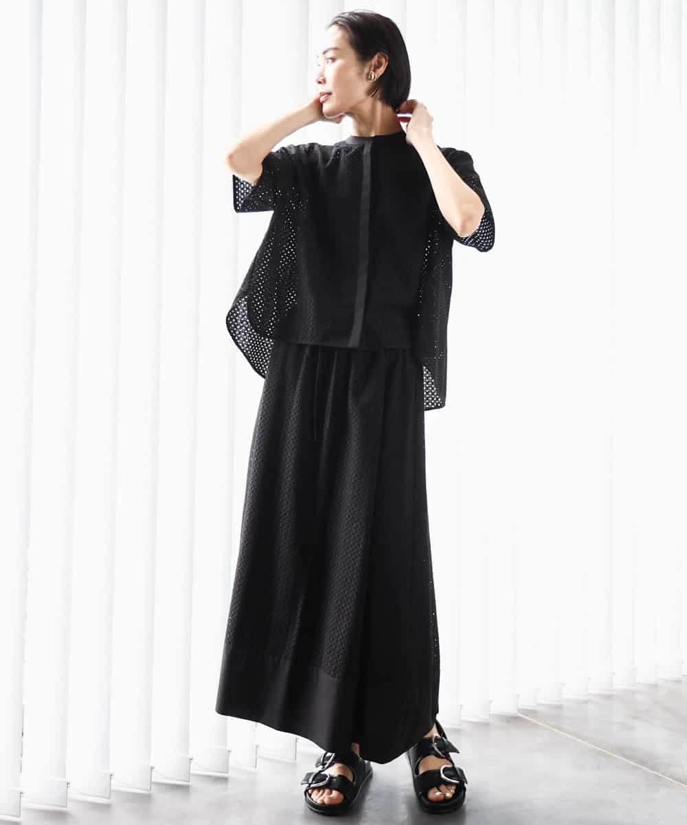 FMHHA18270 MICHEL KLEIN(ミッシェルクラン) [セットアップ対応]エンブロイダリーレーススカート ライトブルー