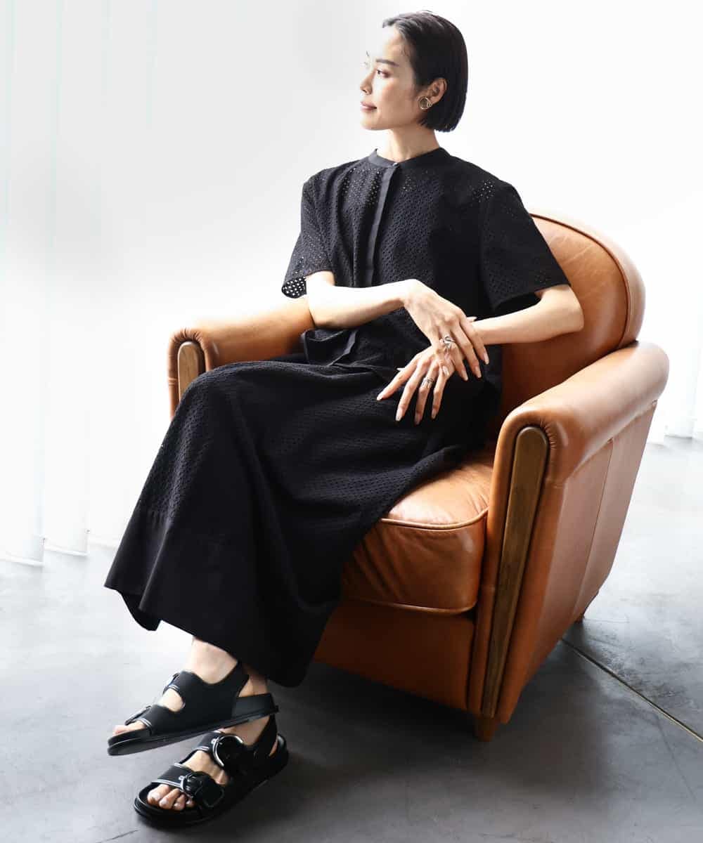 FMHHA18270 MICHEL KLEIN(ミッシェルクラン) [セットアップ対応]エンブロイダリーレーススカート ライトブルー