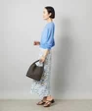 FMHHD01330 MICHEL KLEIN(ミッシェルクラン) [オリジナルプリント/リラックスボトム]シャドウフラワー プリントスカート ホワイト
