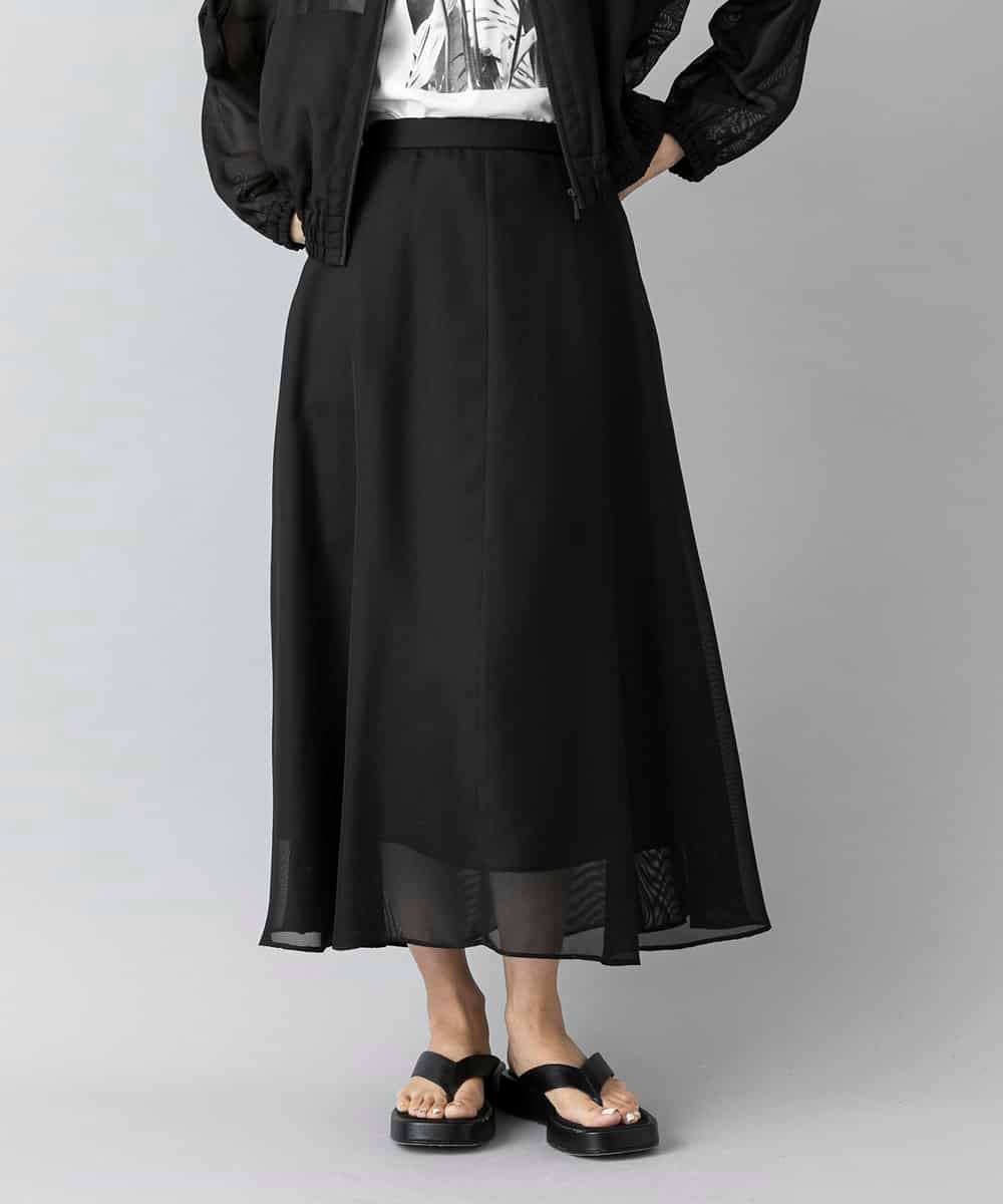 FMHHD04290 MICHEL KLEIN(ミッシェルクラン) [セットアップ対応]メッシュフレアスカート ブラック