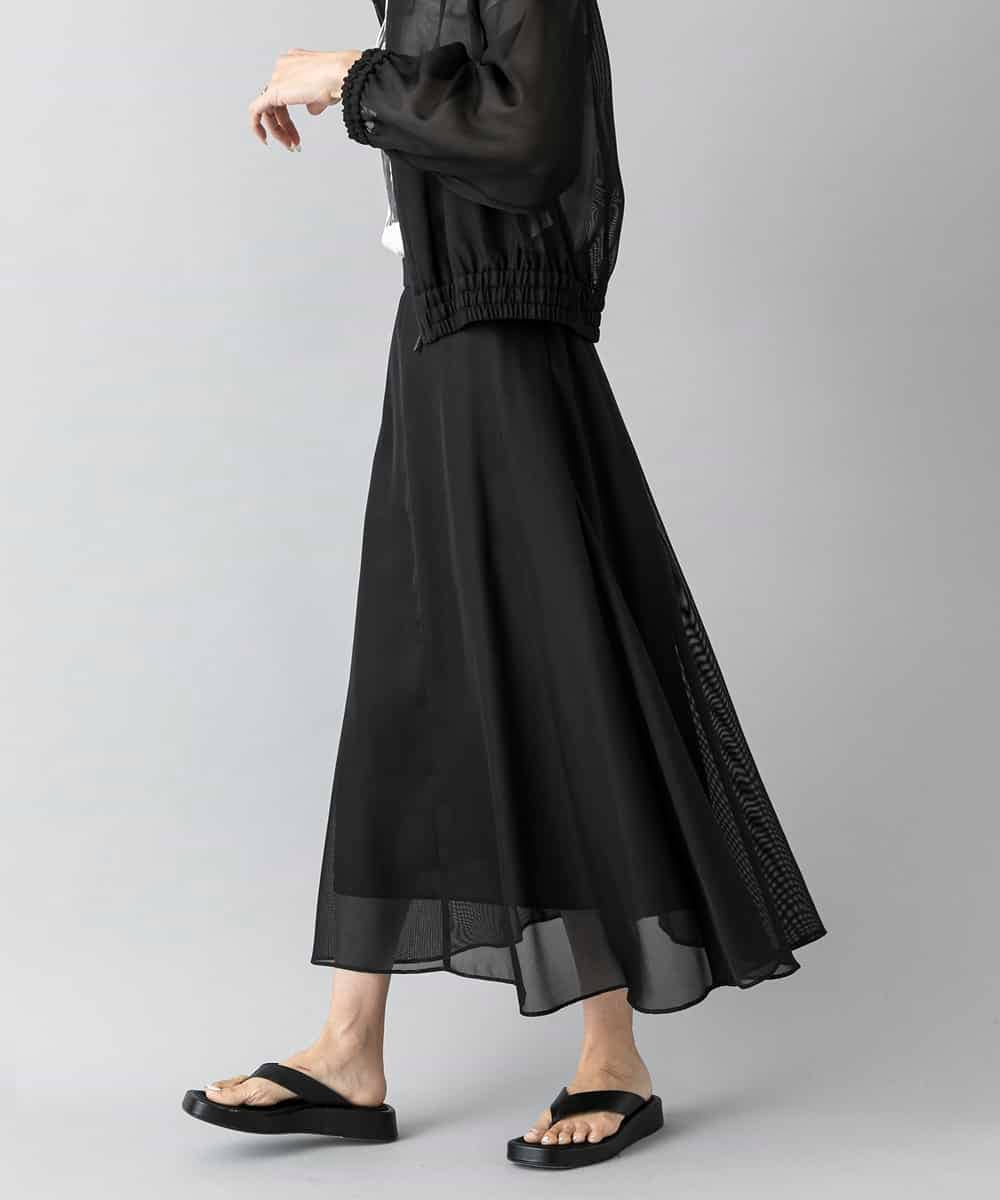 FMHHD04290 MICHEL KLEIN(ミッシェルクラン) [セットアップ対応]メッシュフレアスカート ブラック