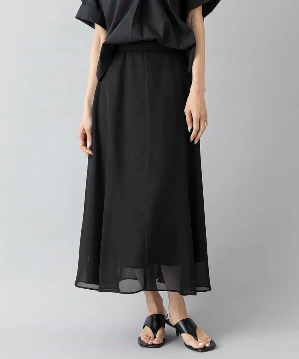 FMHHD04290 MICHEL KLEIN(ミッシェルクラン) [セットアップ対応]メッシュフレアスカート ブラック