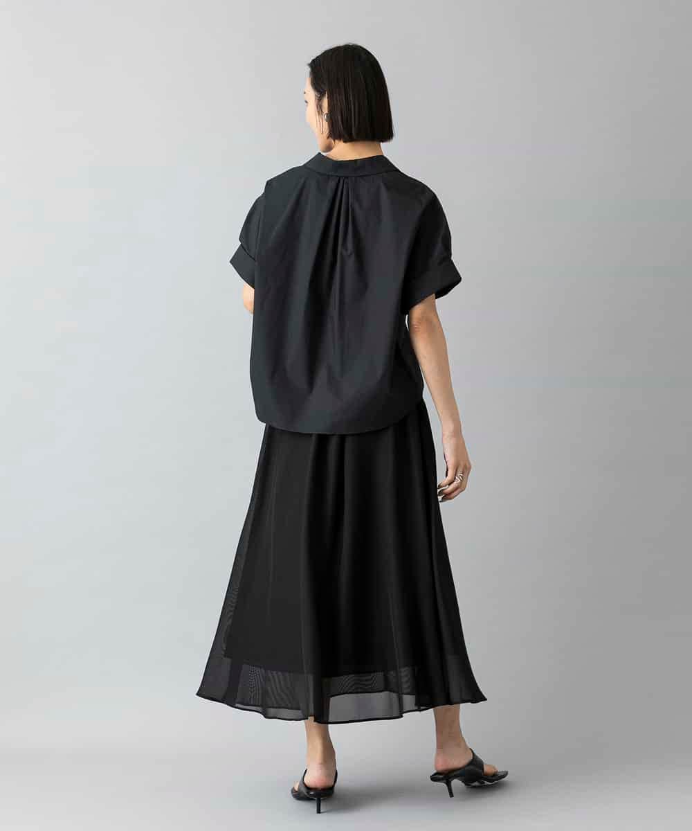 FMHHD04290 MICHEL KLEIN(ミッシェルクラン) [セットアップ対応]メッシュフレアスカート ブラック