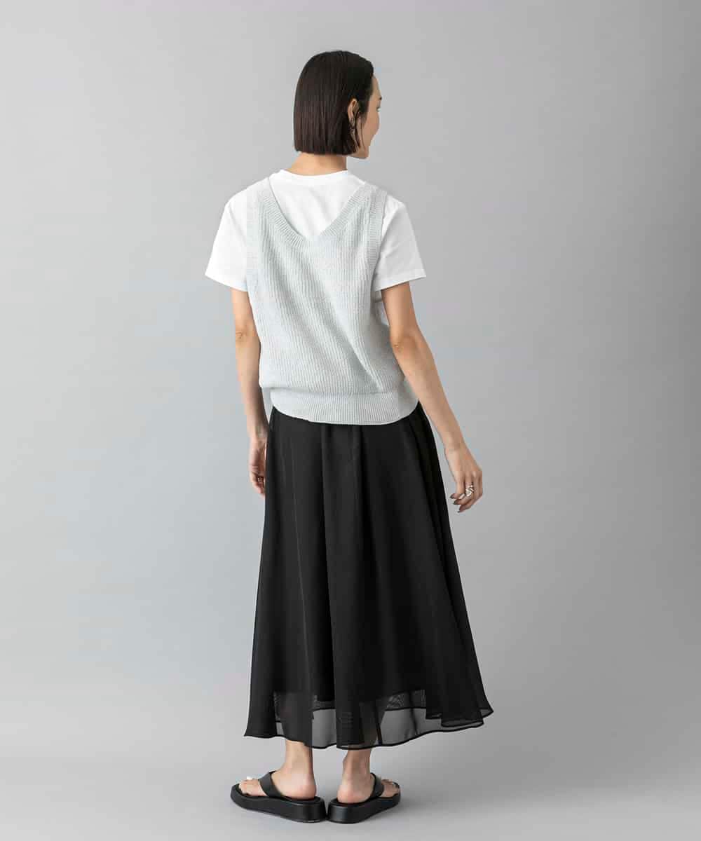 FMHHD04290 MICHEL KLEIN(ミッシェルクラン) [セットアップ対応]メッシュフレアスカート ブラック