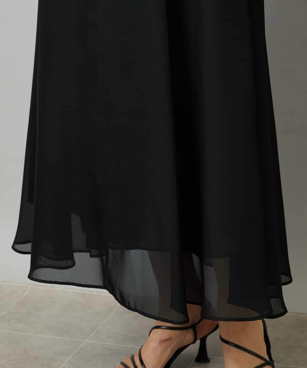 FMHHD04290 MICHEL KLEIN(ミッシェルクラン) [セットアップ対応]メッシュフレアスカート ブラック