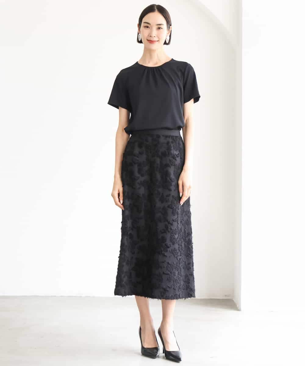 FMHHD05260 MICHEL KLEIN(ミッシェルクラン) フラワージャカードペンシルスカート ブラック