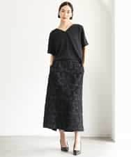 FMHHD05260 MICHEL KLEIN(ミッシェルクラン) フラワージャカードペンシルスカート ブラック