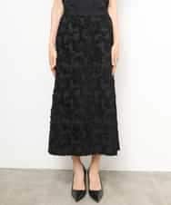 FMHHD05260 MICHEL KLEIN(ミッシェルクラン) フラワージャカードペンシルスカート ブラック