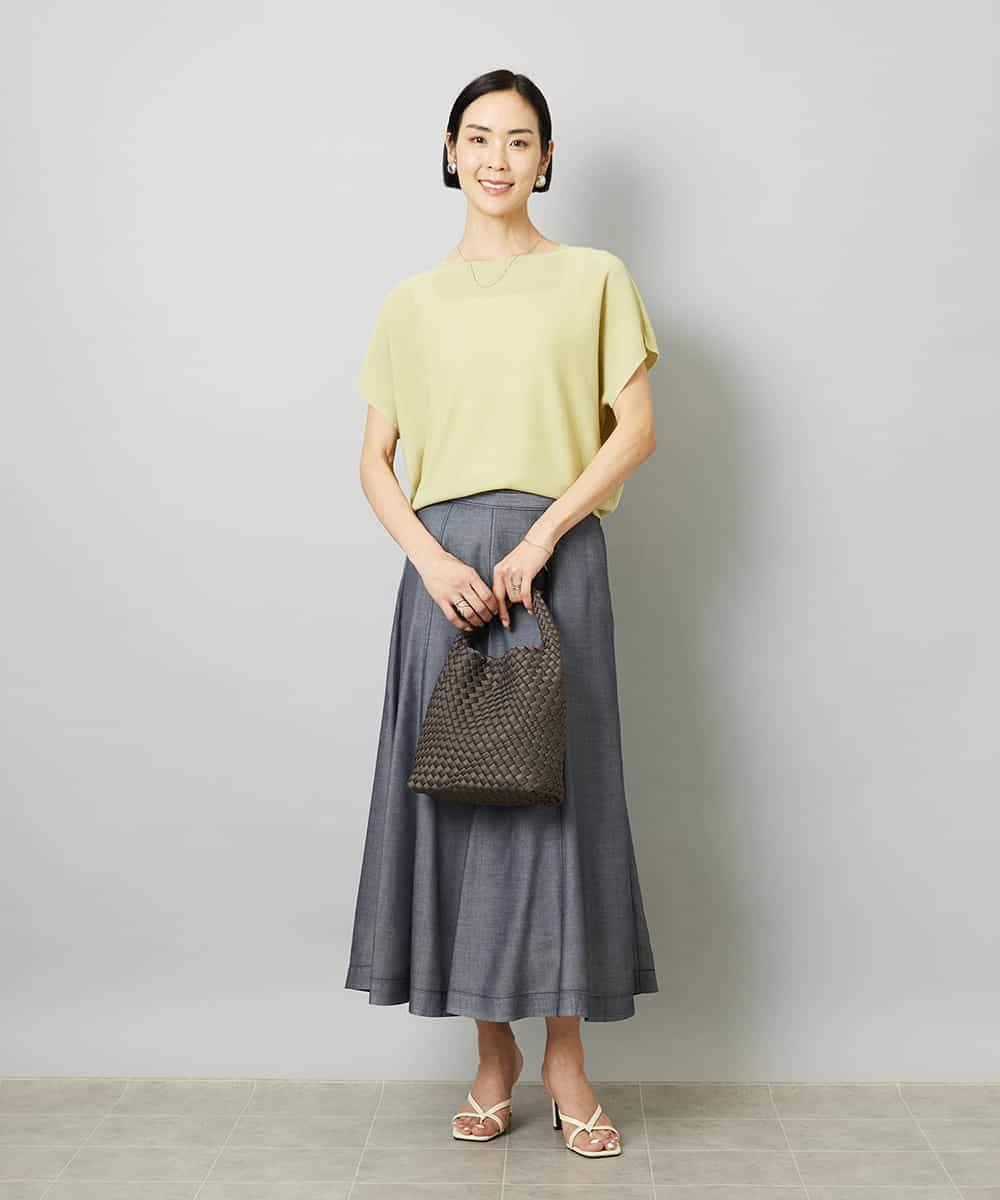 FMHHD05330 MICHEL KLEIN(ミッシェルクラン) [セットアップ対応]デニムライク フレアスカート ネイビー