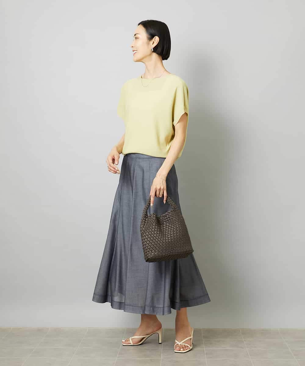 FMHHD05330 MICHEL KLEIN(ミッシェルクラン) [セットアップ対応]デニムライク フレアスカート ネイビー