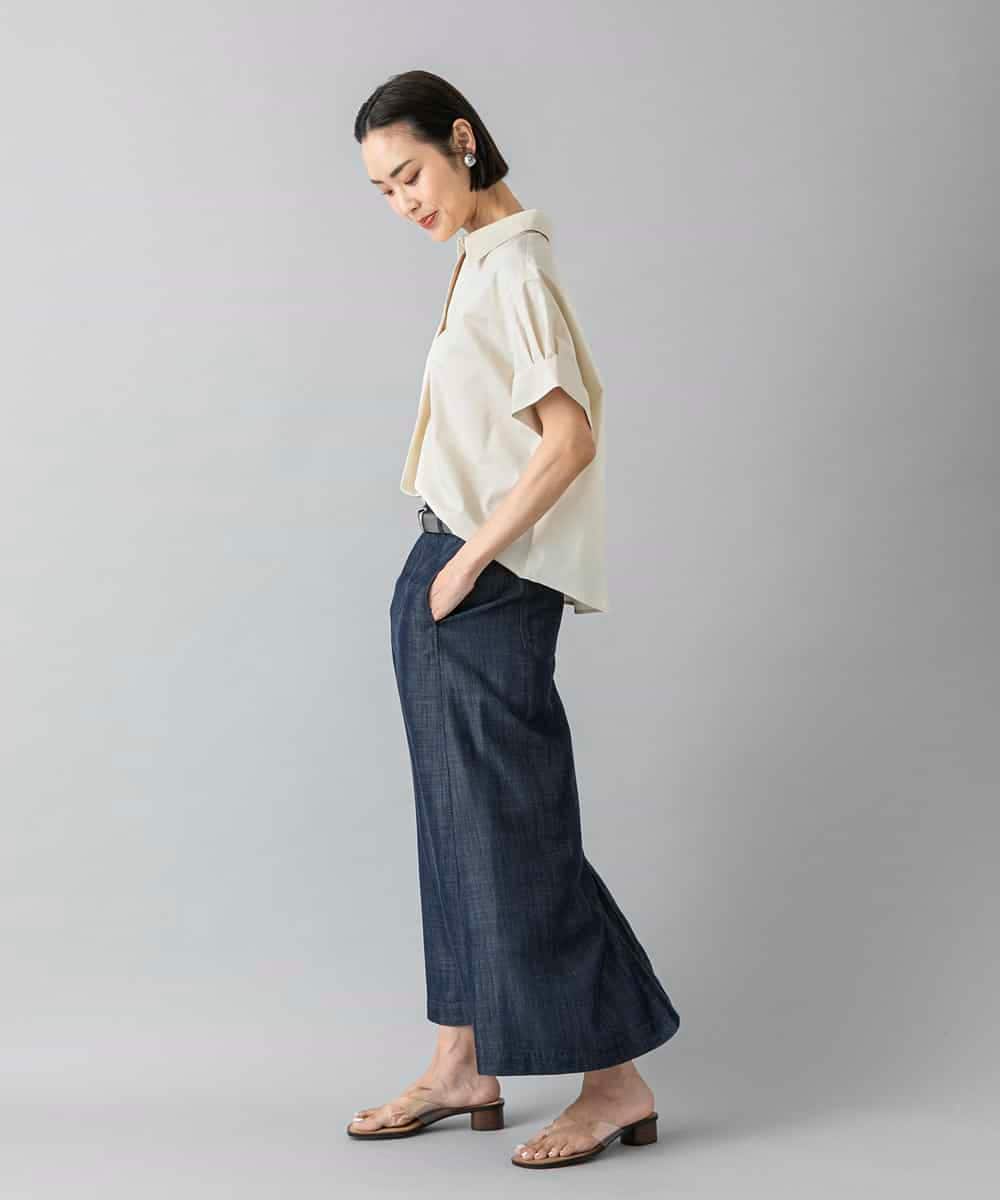 FMHHD18260 MICHEL KLEIN(ミッシェルクラン) ライトデニムスカート ネイビー