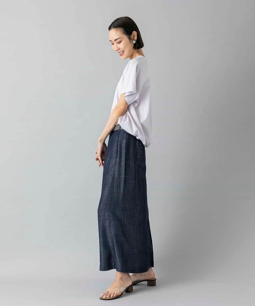 FMHHD18260 MICHEL KLEIN(ミッシェルクラン) ライトデニムスカート ネイビー