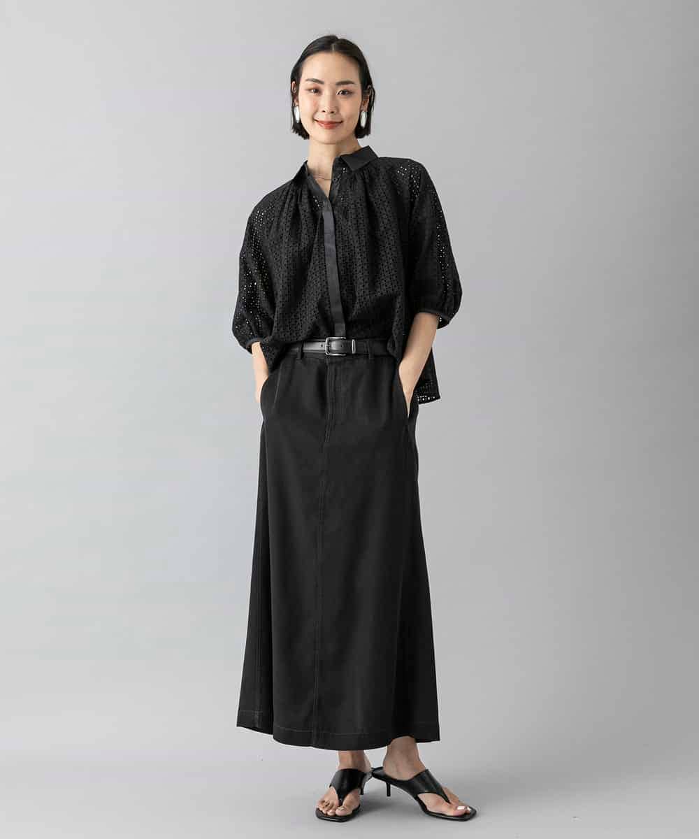 FMHHD18260 MICHEL KLEIN(ミッシェルクラン) ライトデニムスカート ネイビー