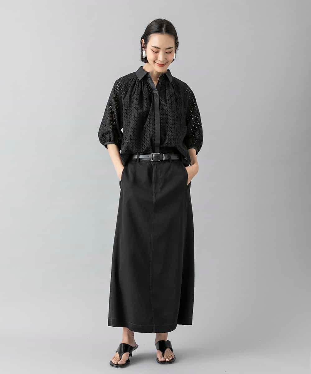FMHHD18260 MICHEL KLEIN(ミッシェルクラン) ライトデニムスカート ネイビー