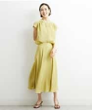 FMHHS49210 MICHEL KLEIN(ミッシェルクラン) [セットアップ対応]ナイロンソフトローンフレアスカート イエロー(25)