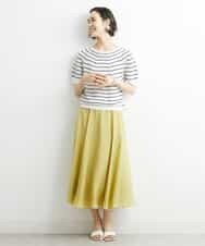 FMHHS49210 MICHEL KLEIN(ミッシェルクラン) [セットアップ対応]ナイロンソフトローンフレアスカート イエロー(25)
