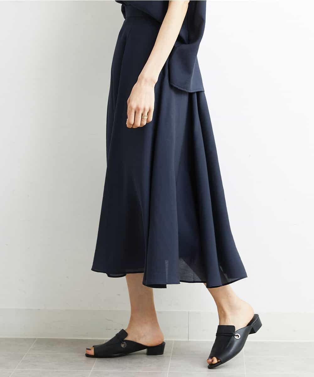FMHHS49210 MICHEL KLEIN(ミッシェルクラン) [セットアップ対応]ナイロンソフトローンフレアスカート イエロー(25)
