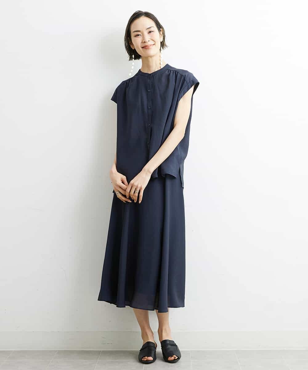 FMHHS49210 MICHEL KLEIN(ミッシェルクラン) [セットアップ対応]ナイロンソフトローンフレアスカート イエロー(25)