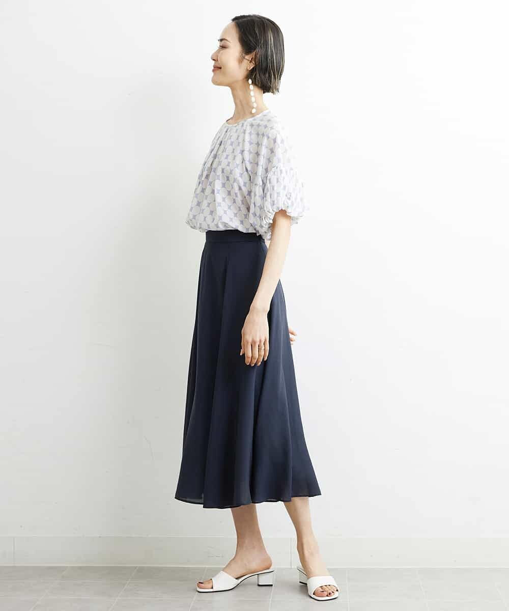 FMHHS49210 MICHEL KLEIN(ミッシェルクラン) [セットアップ対応]ナイロンソフトローンフレアスカート イエロー(25)
