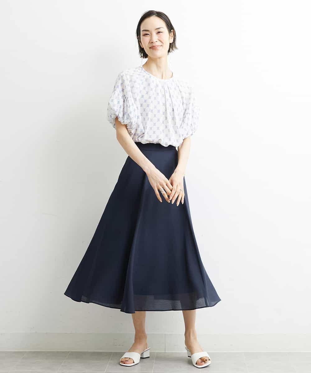 FMHHS49210 MICHEL KLEIN(ミッシェルクラン) [セットアップ対応]ナイロンソフトローンフレアスカート イエロー(25)