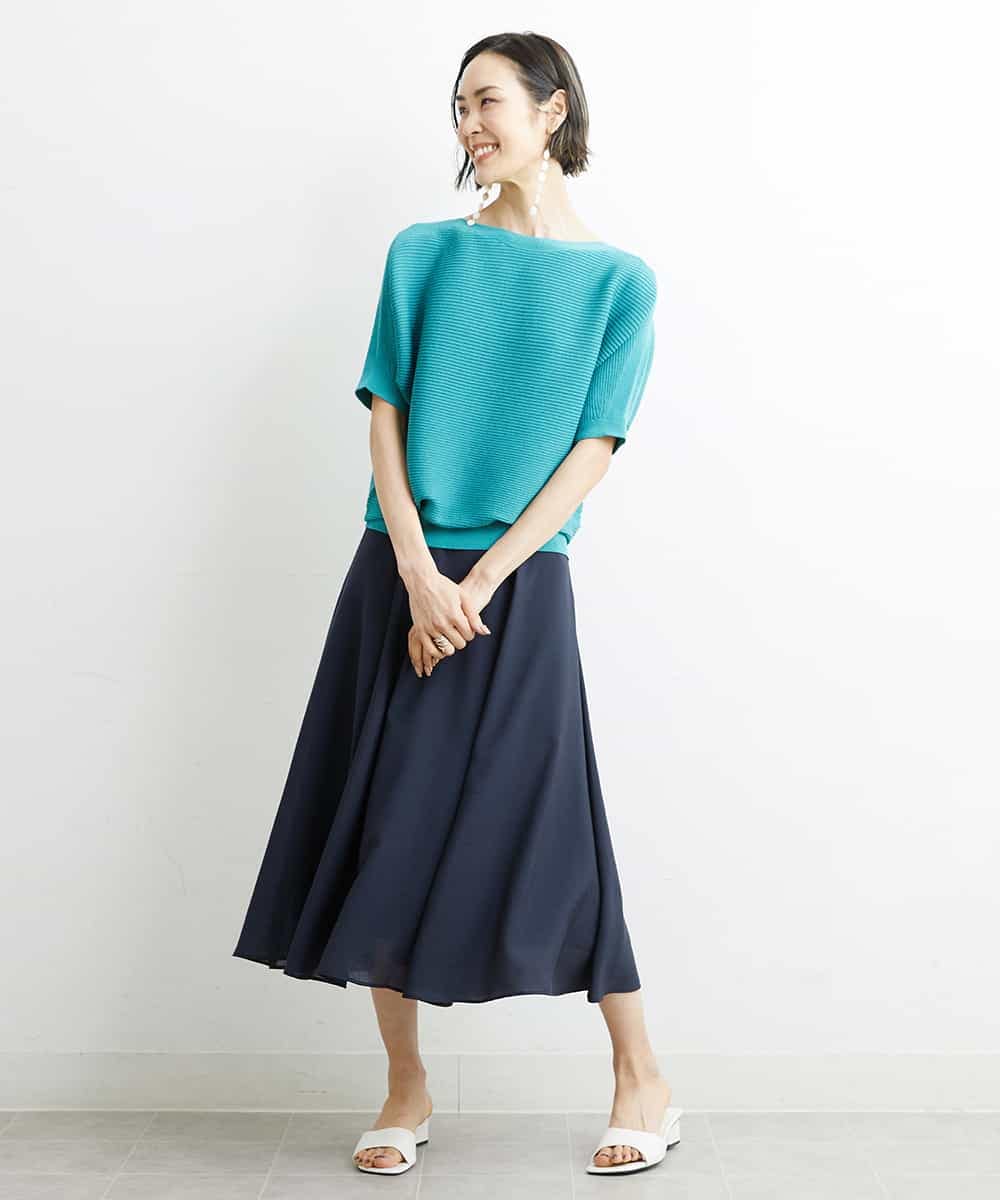 FMHHS49210 MICHEL KLEIN(ミッシェルクラン) [セットアップ対応]ナイロンソフトローンフレアスカート イエロー(25)