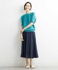 FMHHS49210 MICHEL KLEIN(ミッシェルクラン) [セットアップ対応]ナイロンソフトローンフレアスカート イエロー(25)