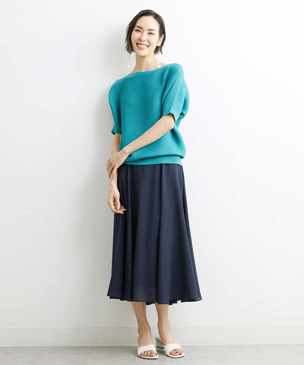 FMHHS49210 MICHEL KLEIN(ミッシェルクラン) [セットアップ対応]ナイロンソフトローンフレアスカート イエロー(25)