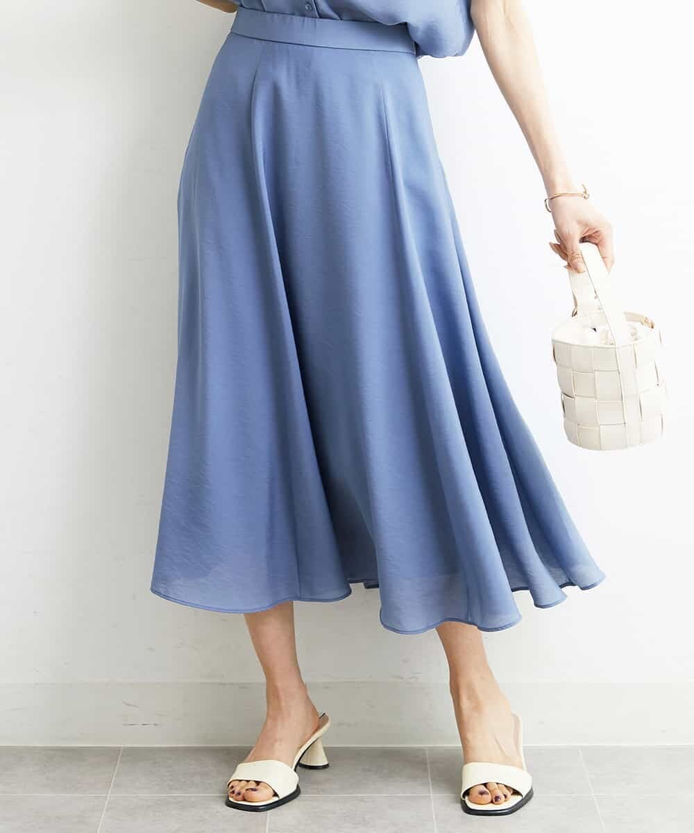 FMHHS49210 MICHEL KLEIN(ミッシェルクラン) [セットアップ対応]ナイロンソフトローンフレアスカート イエロー(25)