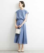 FMHHS49210 MICHEL KLEIN(ミッシェルクラン) [セットアップ対応]ナイロンソフトローンフレアスカート イエロー(25)